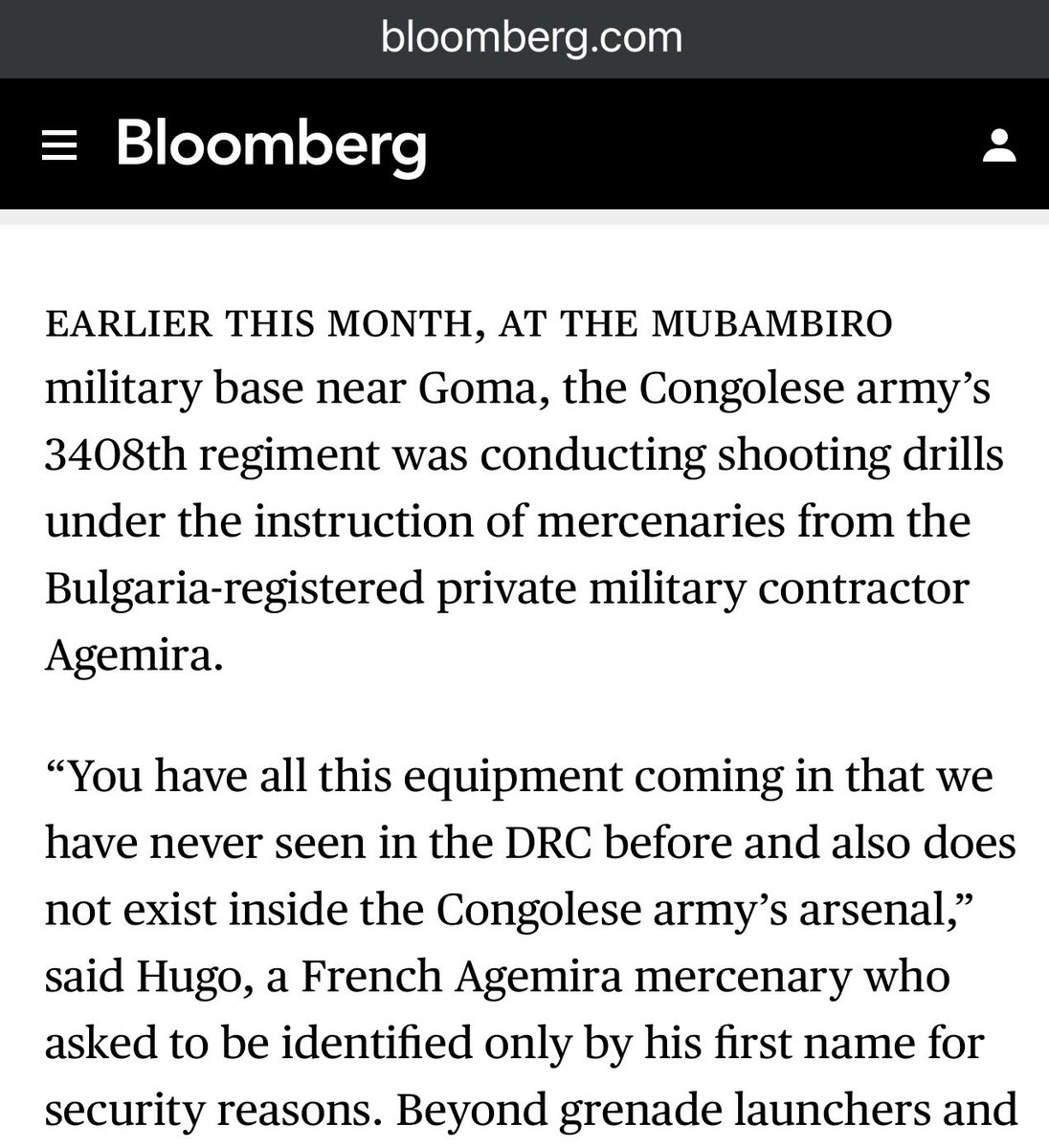 Here is @BloombergAfrica using paid European mercenaries in an active conflict zone as a legitimate news source.