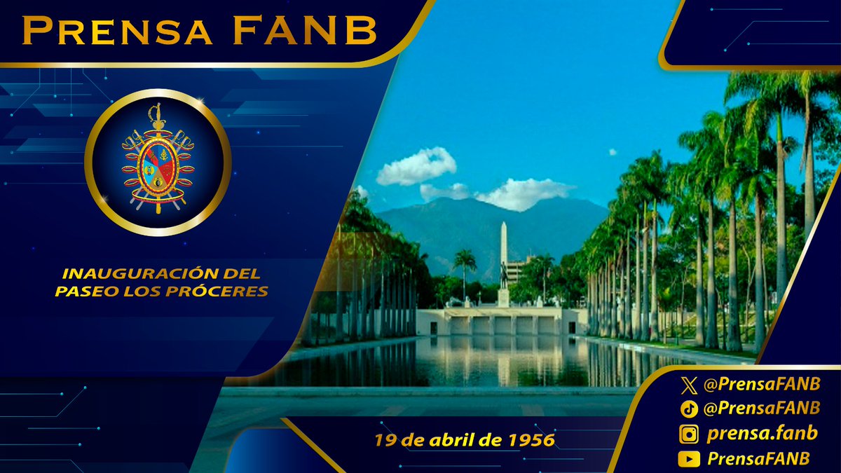 🗓️ #19Abr de 1956 || La inauguración del 'Paseo Los Próceres' marcó un hito importante en la historia de Venezuela. Desde entonces, esta gran avenida se ha convertido en el lugar elegido para celebrar multitudinarios desfiles militares y otros acontecimientos nacionales de gran