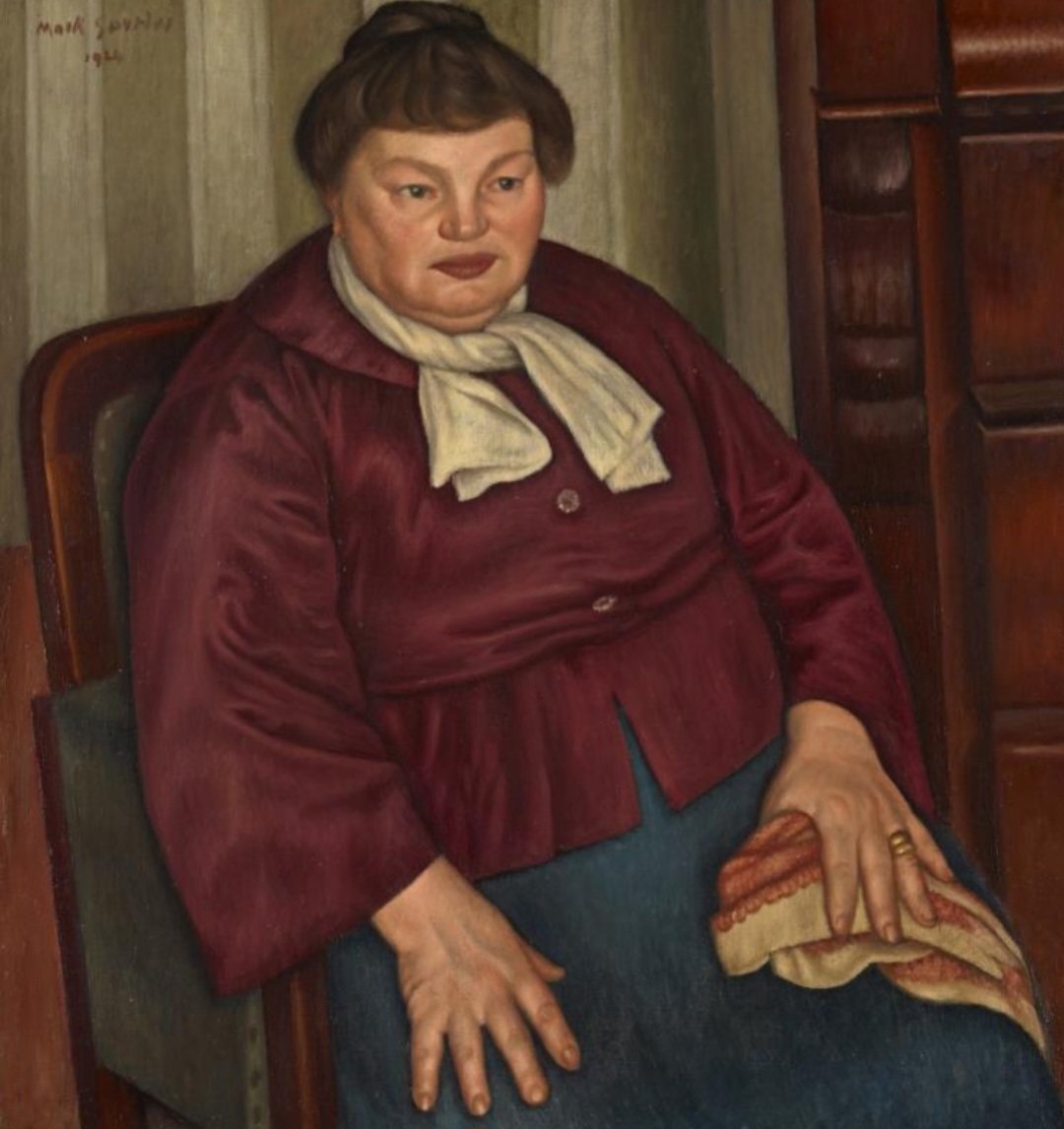 'The Artist's Mother.' (1924) Mark Gertler's painting of his mother Golda dominates the portrait just as she did family life. Her close relationship to her youngest son is illustrated by her strong and recurring presence in his portraiture; here his skill, technique, and ability