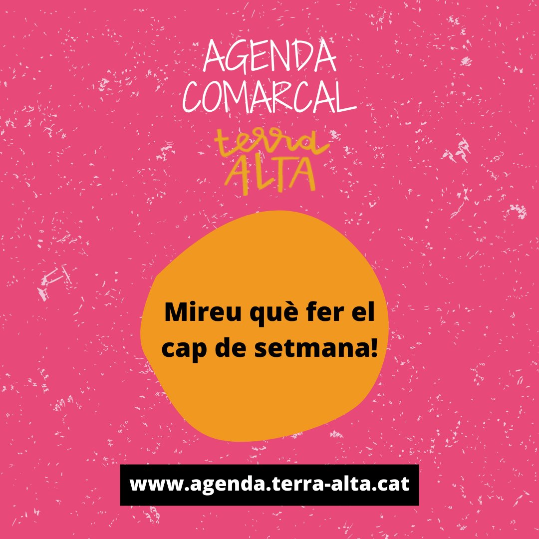 [AGENDA] 📅 Coneixes l'agenda comarcal de la Terra Alta? 🧐 Trobaràs tots els esdeveniments d'oci, culturals, familiars i gastronòmics! 🥁🎭 Fes-hi un cop d'ull! 👉 agenda.terra-alta.cat #JovenTActiu #Agenda #TerraAlta #JovesdelEbre #JoveCat