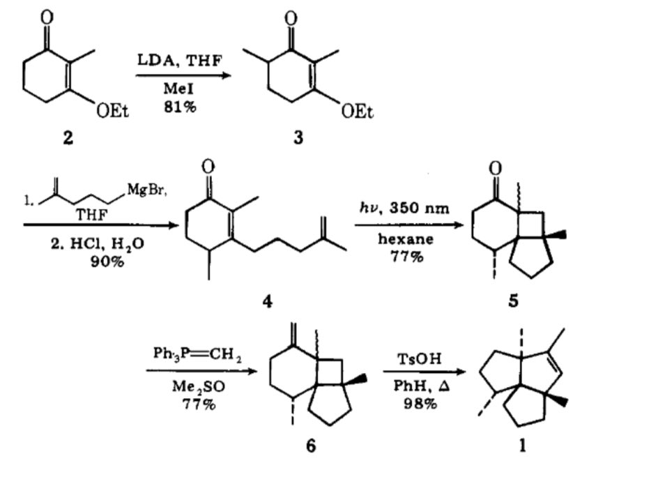 Whenever I teach the total synthesis of isocomene by Pirrung (1979) in class, I am fascinated by its efficiency and beauty. A single intramolecular [2+2] cycloaddition creates three new contiguous stereocenters all of which are quaternary!

pubs.acs.org/doi/10.1021/ja…