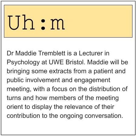 We are delighted to announce that on Monday 29th April at 1:30pm UK time we welcome Dr Maddie Tremblett to present data from PPI engagement meetings. The Zoom link has been shared by email. Please send a DM if you'd like to join us. We look forward to welcoming you 😊