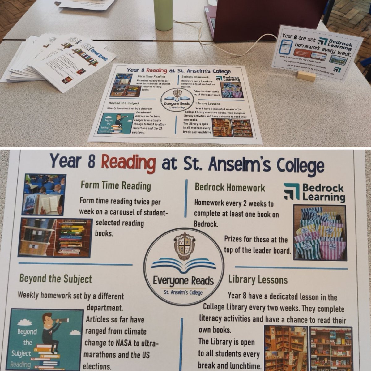 Promoting our reading curriculum at Year 8 Parent's Evening last night. #english #everyonereads #readingmatters @anselmscollege