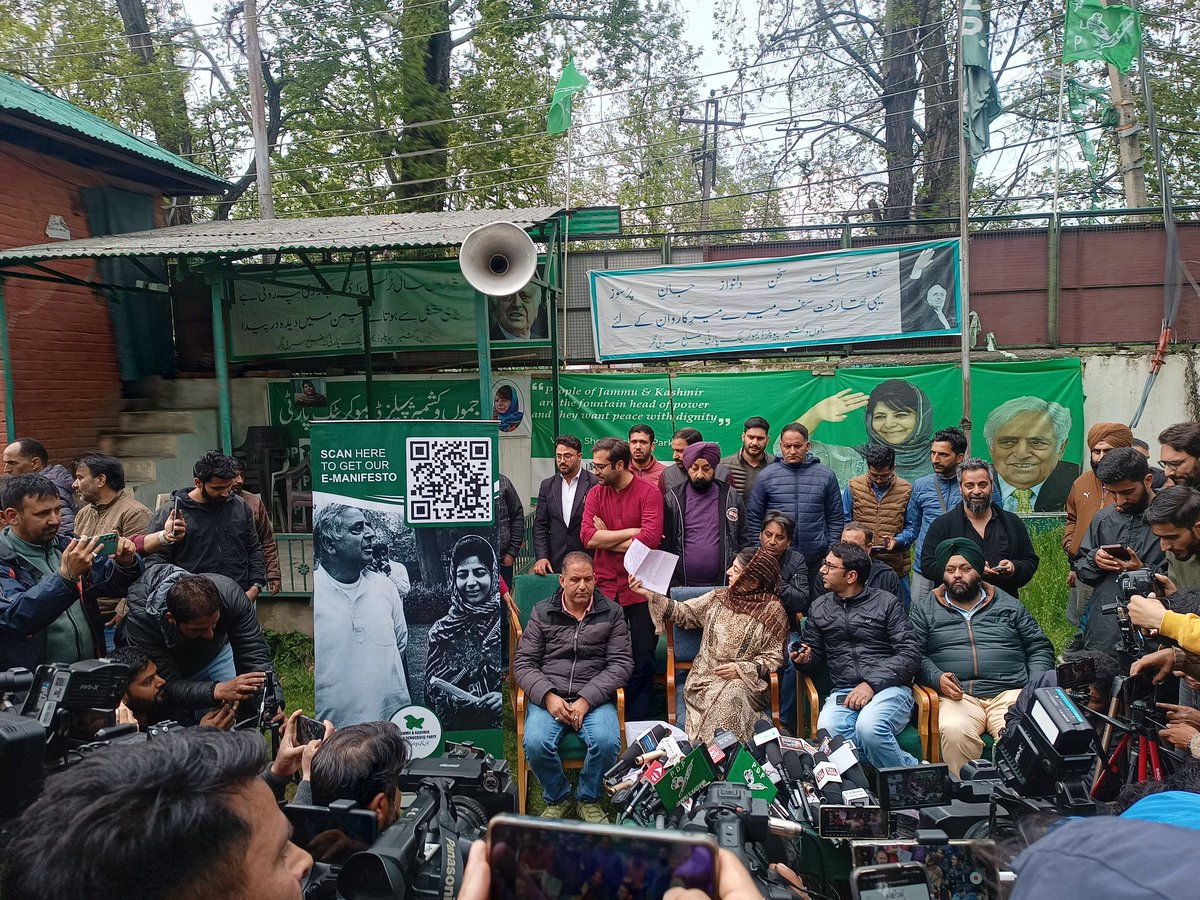 Former chief minister Mehbooba Mufti releases the party's manifesto here in #Srinagar