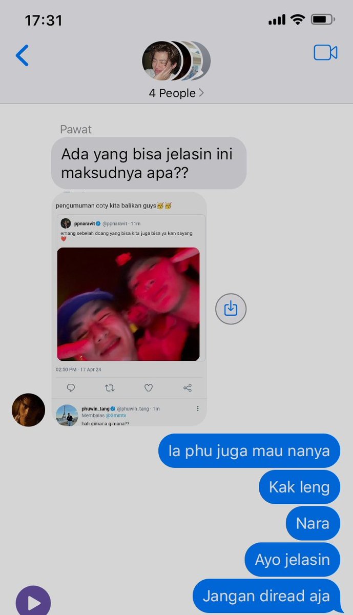MARIA_290805's tweet photo. Gimana si kalau pondphuwin sama ohmleng tukeran pasangan
Ee malahan pacaran ber4
#PondPhuwin #OhmLeng
#Pondleng #ohmphuwin https://t.co/20gmMI3v4g