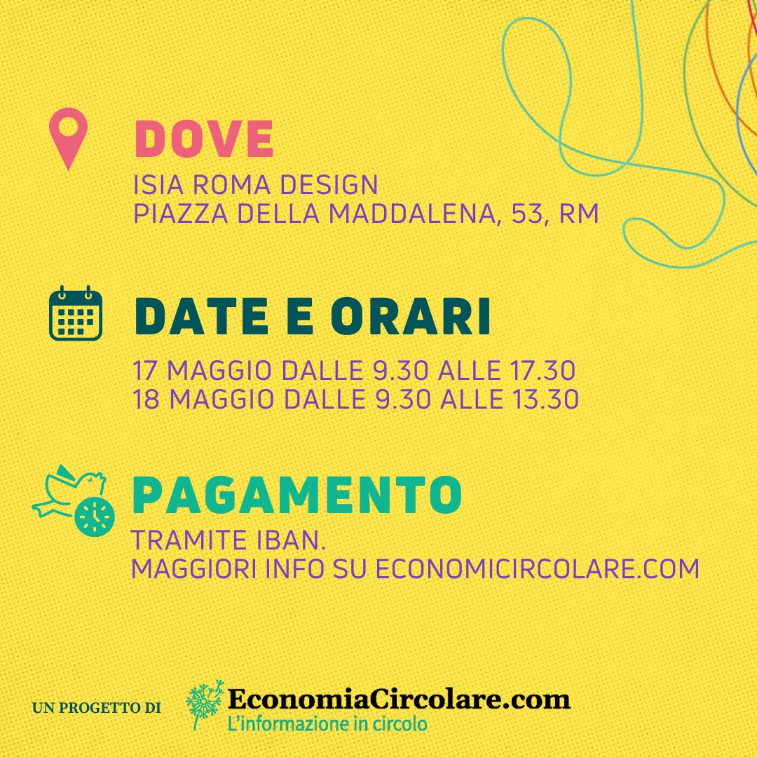 EcoCircolareCom's tweet photo. 🎯 Il 17 e il 18 maggio, presso la sede di Isia Roma Design, si terrà il workshop, teorico e pratico, volto ad esplorare le strategie di comunicazione per evitare il greenwashing.

👉🏻Per informazioni e iscrizione consulta il link https://t.co/PBrZ6L5YUy https://t.co/hhFovGPlA9