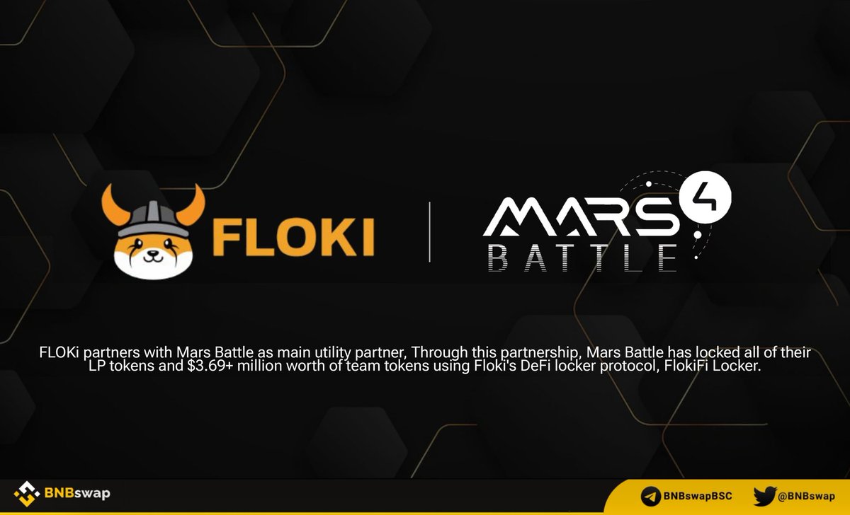 JeetSingadiya's tweet photo. 📢 @RealFlokiInu $FLOKi partners with @mars4_me $SHOOT as main utility partner!
Through this partnership, #MarsBattle has locked all of their LP tokens and $3.69+ million worth of team tokens using #Floki's DeFi locker protocol, #FlokiFi Locker.
Info
https://t.co/0MqWBPgbGN… https://t.co/gV1p1dELmN