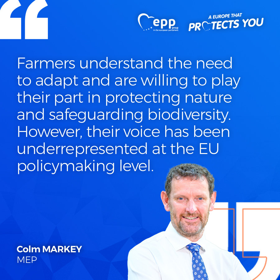 MEP @ColmMarkey highlights farmers' crucial role as land custodians. Don't miss the live discussions at our conference with #EuropeanFarmers, where we address agricultural challenges and advocate for policies that support our farmers. LIVE: epp.group/0iehav2a