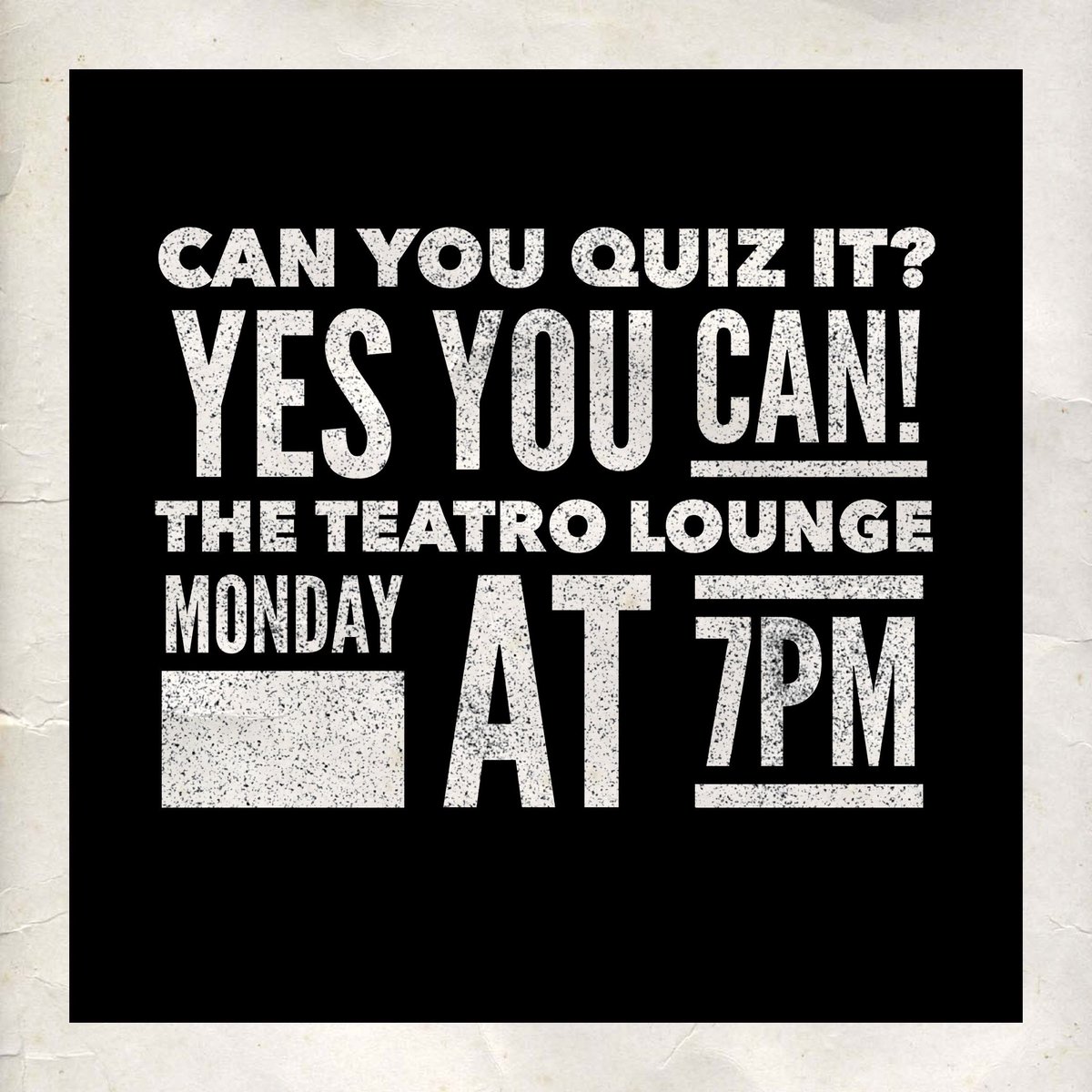 Join us on Monday at #TheTeatroLounge in #Clevedon for our next #QuizNight! 7pm start for our #GeneralKnowledge #Quiz with cash and vouchers to be won