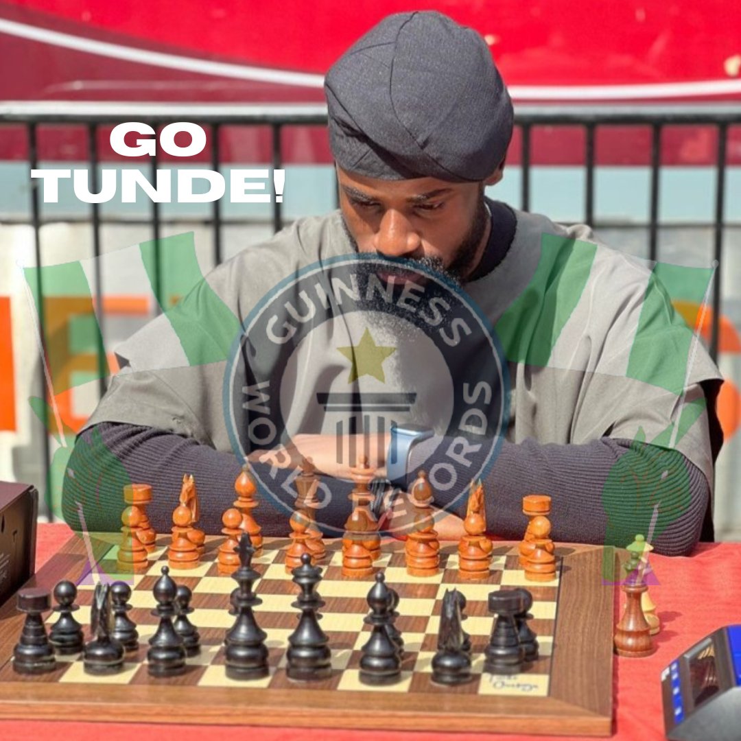 GO TUNDE!!! Rooting for @Tunde_OD as he personifies the Nigerian spirit and showcases his extraordinary chess prowess and stamina in his bid to set a new Guinness World Record for the longest non-stop chess playing duration of 58 hours in Times Square, New York! You're an…