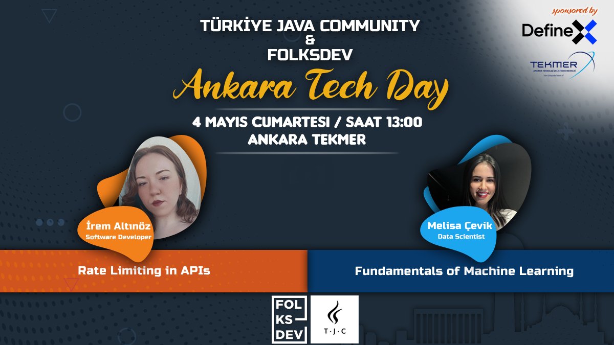 🚀 Türkiye Java Community & Folksdev - Ankara Tech Day @turkiyejavacom ve @folksdevtv olarak, Ankara Tekmer'de bir araya geliyoruz! İşte detaylar 👇 🎙️ @iremaltnz_ & @celisamevik 📍 @AnkaraTekmer 📅 4 Mayıs 2024 | 🕓 13.00 🔗 Katılım için: kommunity.com/turkiye-java-c…