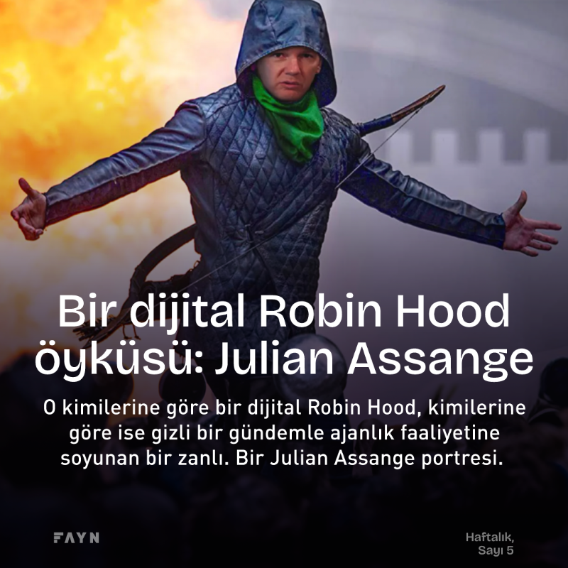faynstudio's tweet photo. Julian Assange, kimilerine göre bir dijital Robin Hood, kimilerine göre ise gizli bir gündemle ajanlık faaliyetine soyunan bir zanlı.

Ama tarihe “karşı gözetimin” en ünlü isimlerinden biri olarak geçtiği kesin. 

@canertuna'nın kendine özgü anlatımıyla bir Assange portresi.