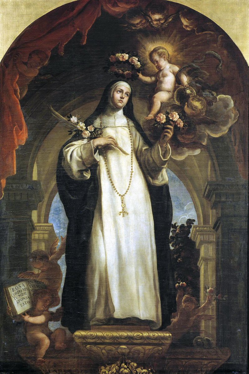 #TalDiaComAvui, el 1586, nasqué a Lima, Isabel Flores de Oliva, que esdevindria Santa Rosa d Lima. Fou una religiosa peruana dl Tercer Orde d Sant Domènec i va ser la 1ª persona d l'hemisferi occidental q va ser proclamada sant