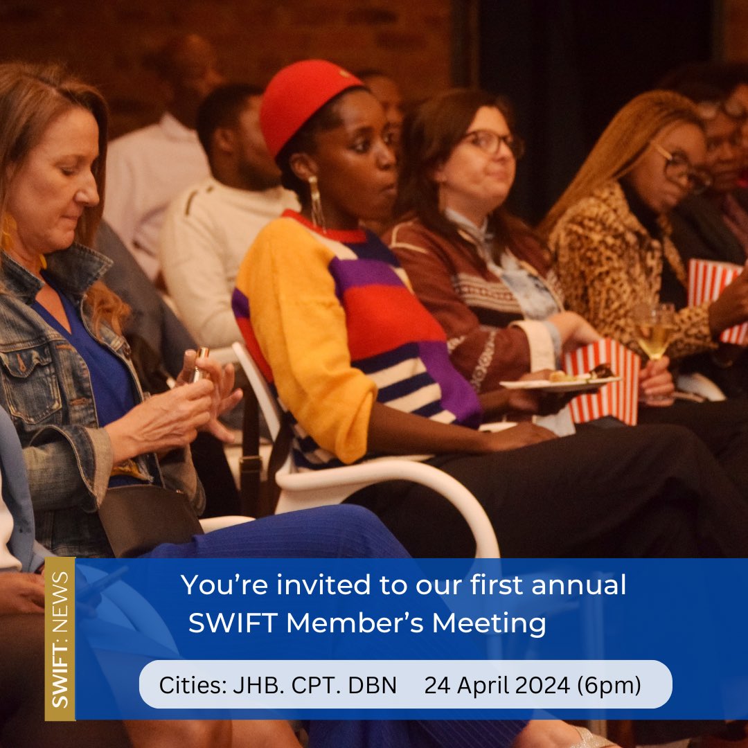 swiftsafrica's tweet image. 🔥 📽 SWIFT is holding it’s first Member’s Meeting and you’re invited! 💌 🔥

🗓 Save the date:
Wednesday 24 April 2024 at 6 PM sharp! 🕒
📍Venues:
Johannesburg (TBC)
Durban (TBC)
Cape Town (TBC)

#swiftnews #swiftclub #womeninentertainment #freedomday #bloodymiracle #womeninfilm