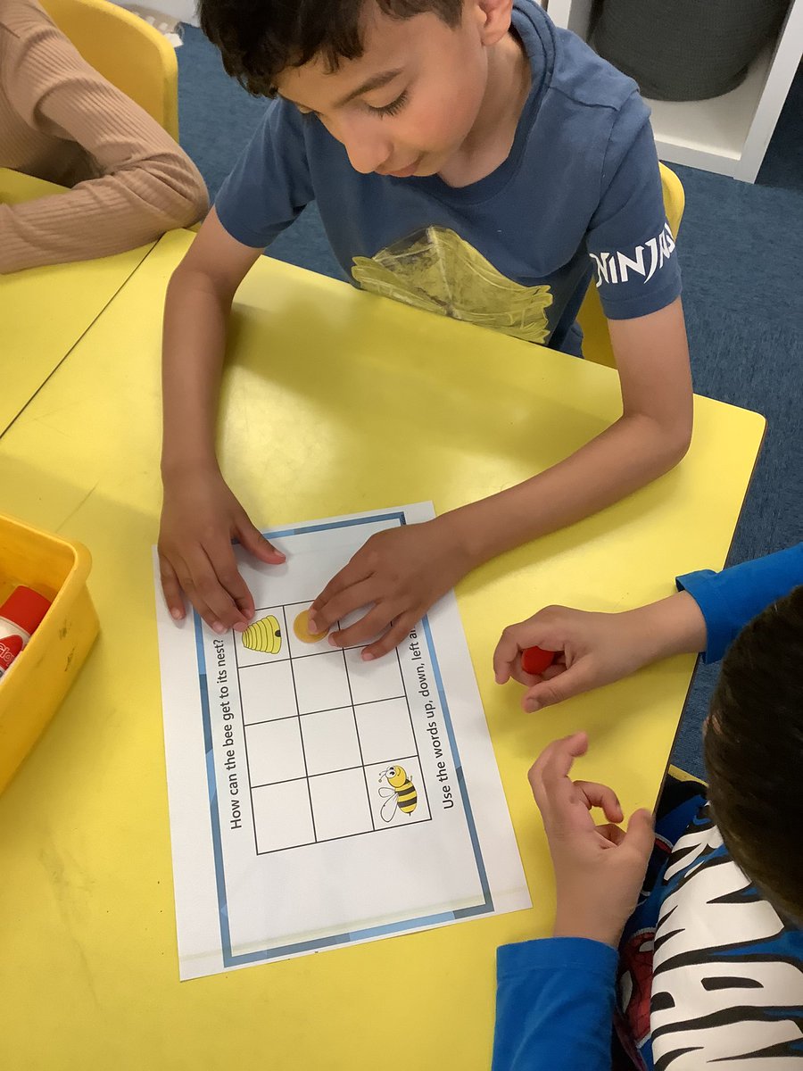 Rowlatts_TMET's tweet photo. In Year 1, Miss Ahmed’s Maths group have been using positional language to help the bee get to its nest. With their partners they have been trying to identify the quickest route. #rmpamaths #positionanddirection https://t.co/Qkfhx697Hd