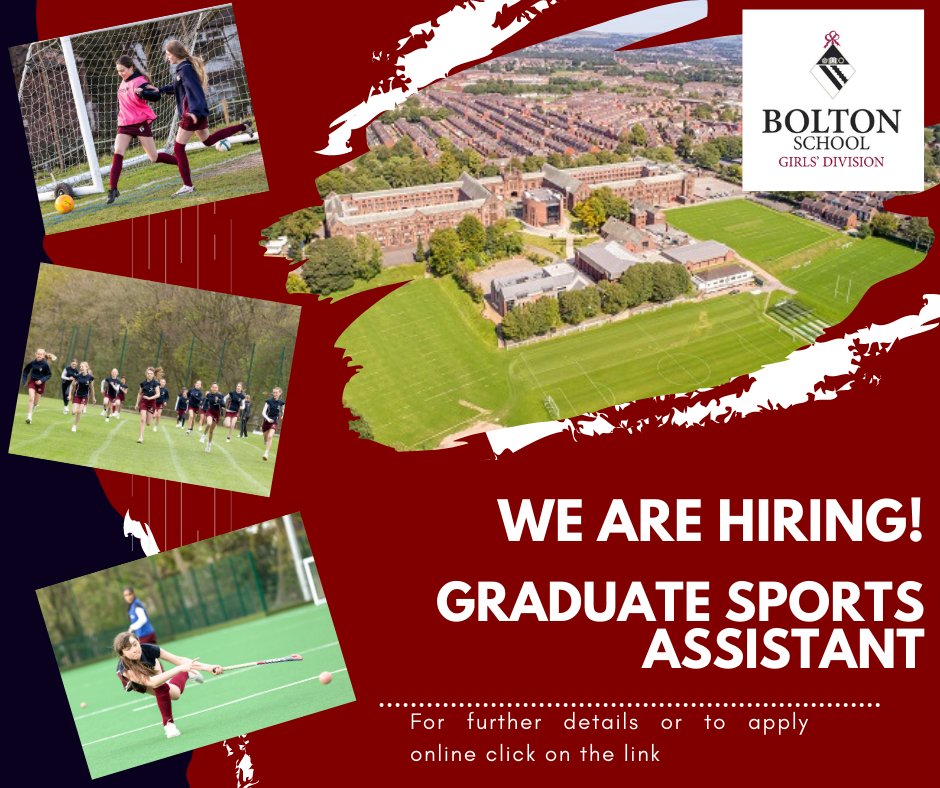 We are hiring! We are currently looking for a Graduate Sports Assistant to work in the Girls’ Division Senior School on a fixed term basis for one academic year.

Please click here to apply: bit.ly/3xHTRCd
#hiring #boltonjobs #recruitment  #sportsassistant #graduate