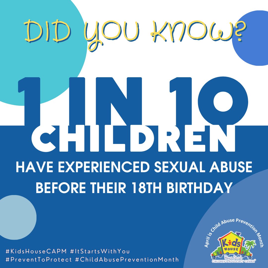 Did you know that 1 in 10 children have experienced sexual abuse before the age of 18? Despite the staggering statistics, only 1 in 3 cases are reported. Adults must be aware of the signs of child abuse to protect children in our community. Remember #ItStartsWithYou!