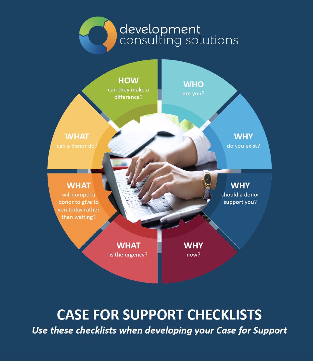 Your FREE Case for Support Checklists!

Your MUST-HAVE checklists when crafting your organization's Case for Support.
…opmentconsultingsolutions.ac-page.com/caseforsupport…

#coaching #nonprofit #fundraising #fundraisingideas #charityfundraiser