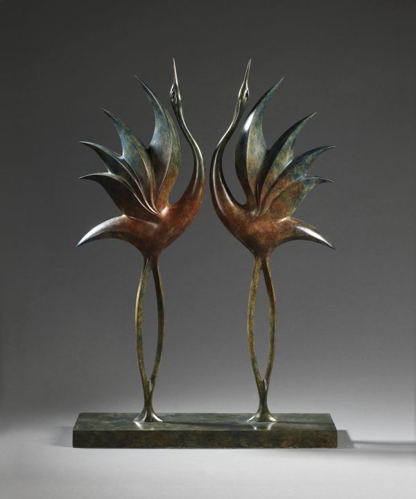 ''Dancing Cranes'' by Simon Gudgeon (British artist, born 1958). Bronze Semi Abstract Modern statue. Via ArtParkS #art #sculpture