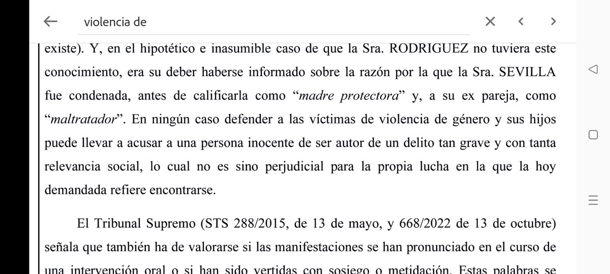 Este párrafo de la sentencia que condena a Ángela Rodríguez (PAM) por intromisión ilegitima en el honor de Rafa Marcos: 'En ningún caso defender a las víctimas de violencia de género y sus hijos puede llevar a acusar a una persona inocente de ser autor de un delito tan grave y