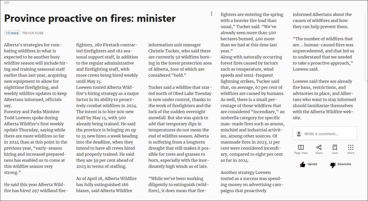 In today’s @EdmontonJournal 728 words from Trevor Robb (@TrevorRobb_)  about Alberta's strategies for combating wildfires. Not a word about the climate change connection! #WhereIsTheWhy? #ClimateCrisis #EndTheSilence @EndClimtSilence