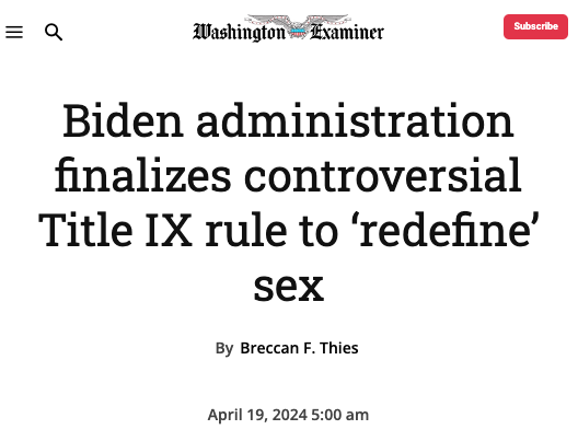 Today the @JoeBiden administration finalized its radical re-write of #TitleIX. I never thought I’d see the day where Title IX would be used to harm women, but sadly, that day has come. 🧵