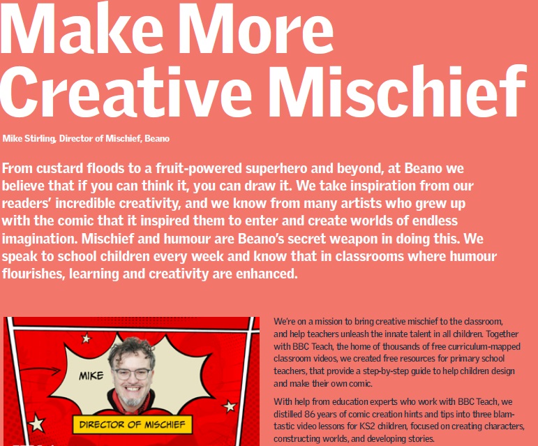 'If you can think it, you can draw it,' says @MikeyStirling, director of mischief, at @BeanoOfficial. Read all about a new comic resource created in partnership with @BBC_Teach in the latest issue of @DTassoc's Practice magazine designtechnology.org.uk
