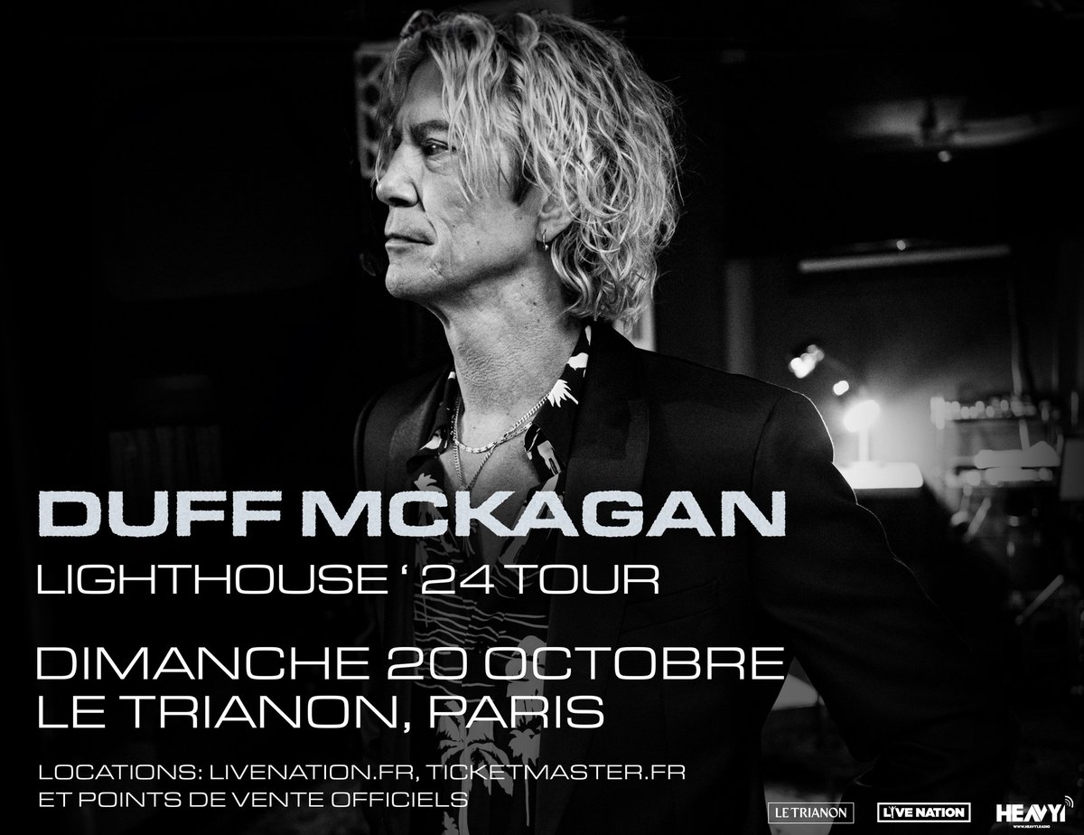 🎟 Les places pour le concert de @DuffMcKagan dans @LeTrianonParis le 20 octobre sont disponibles : ow.ly/iqKb50RfW7g 💿 L'album Lighthouse est disponible : duffonline.com @LivenationFR
