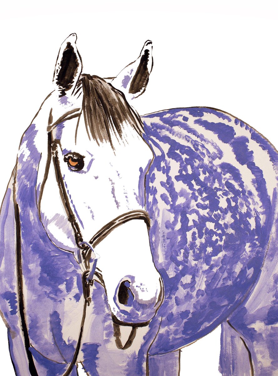 ”Purple Spots” 24 x 18 inch ink and acrylic on paper. Available on my website. #ink #inked #drawing #drawings #painting #paintings #horses #equestrian #horseart #equineart #horse #equine #art #artist #artists #artwork #artstudio #fineart #contemporaryart #animals #animalart