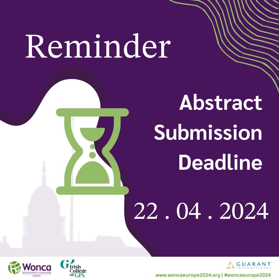 Last chance to submit your abstracts for #woncaeurope2024! bit.ly/3Tst58d Submit your abstract by the end of this week and get ready for an unforgettable experience in Dublin. #GP #familymedicine #WoncaEurope
