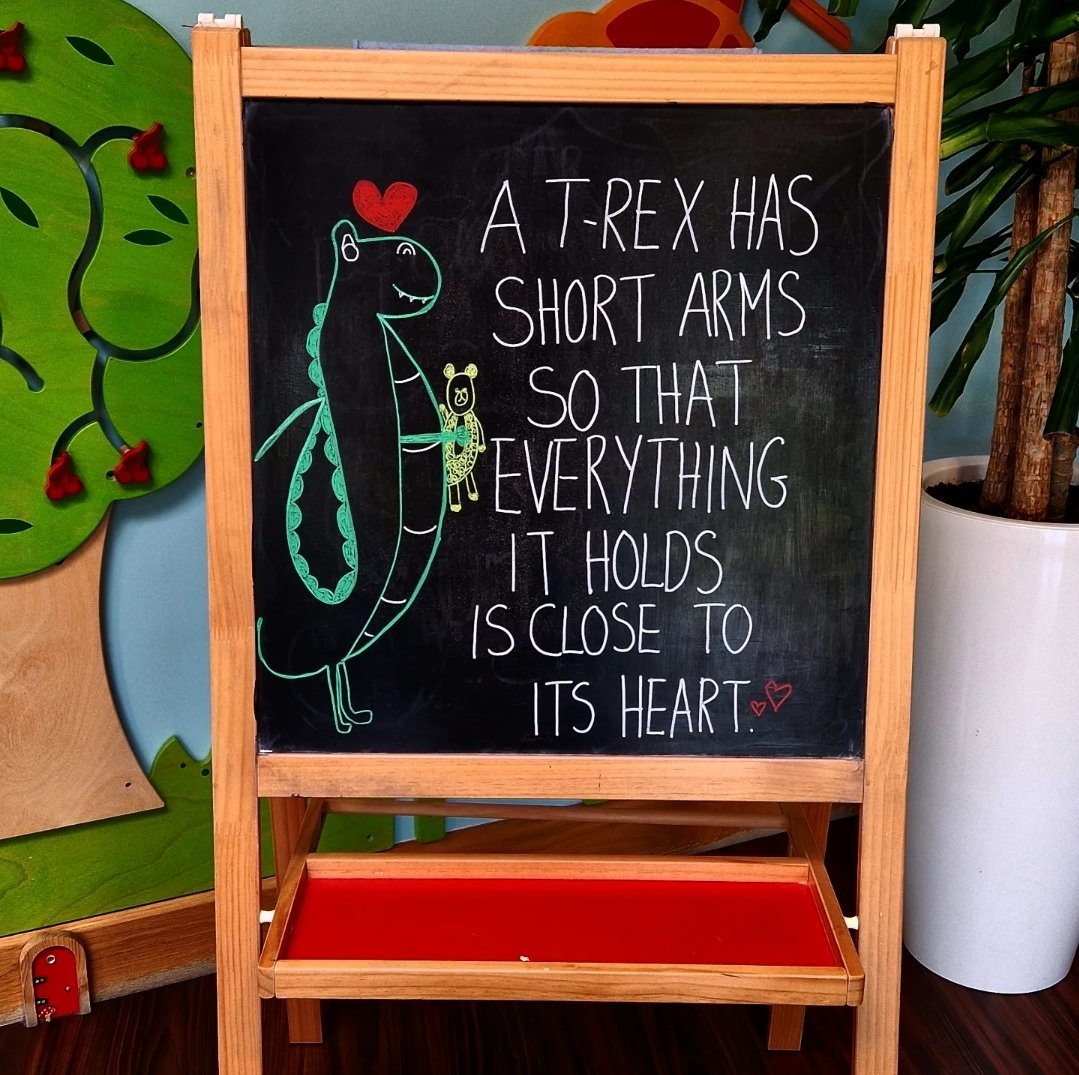 🦖 A T-Rex has short arms so that everything it holds is close to its heart ❤️ 

<a href="/LauraLynnHouse/">LauraLynn, Ireland's Children's Hospice</a>