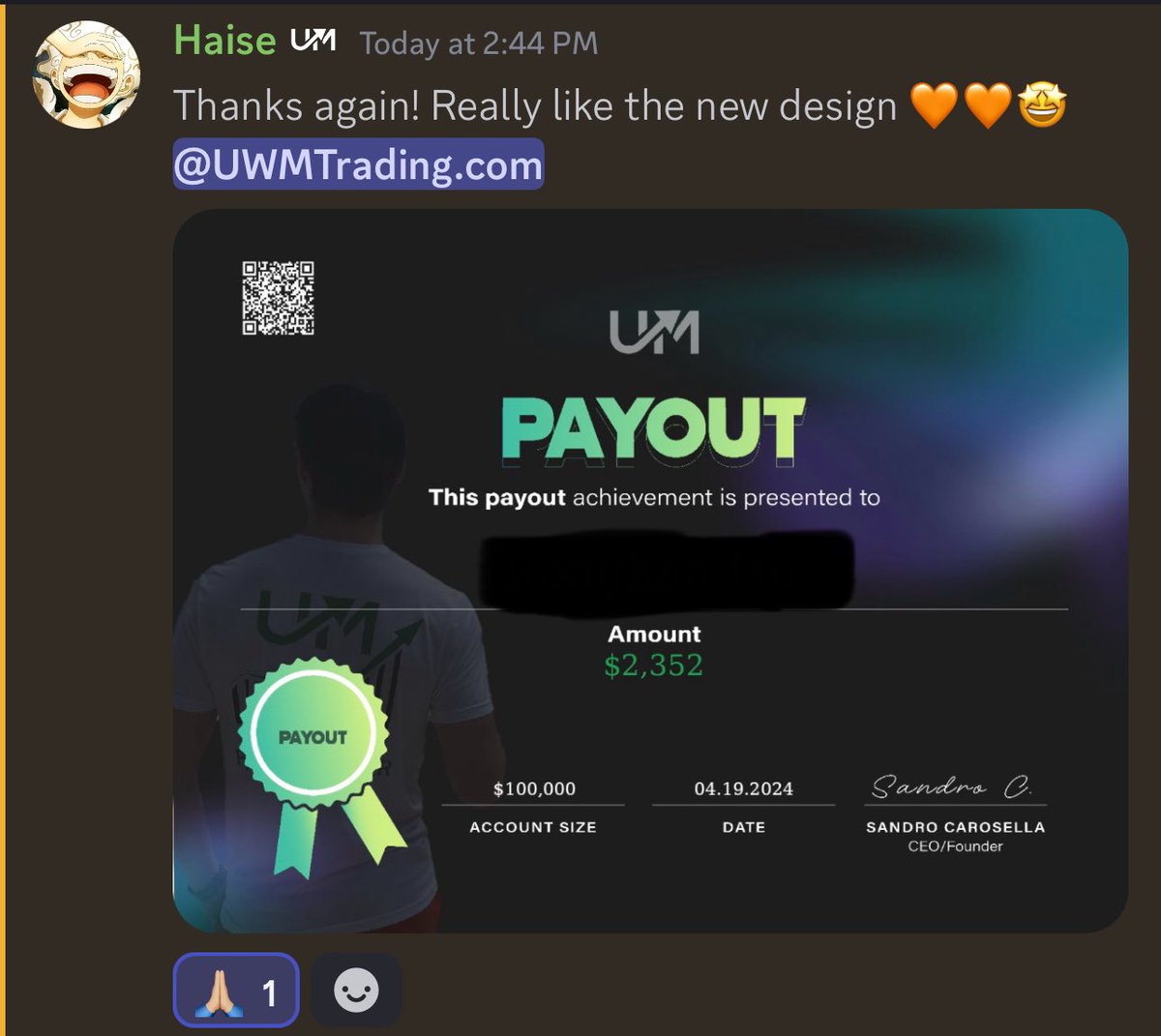 New payout certificates are gorgeous 🥹