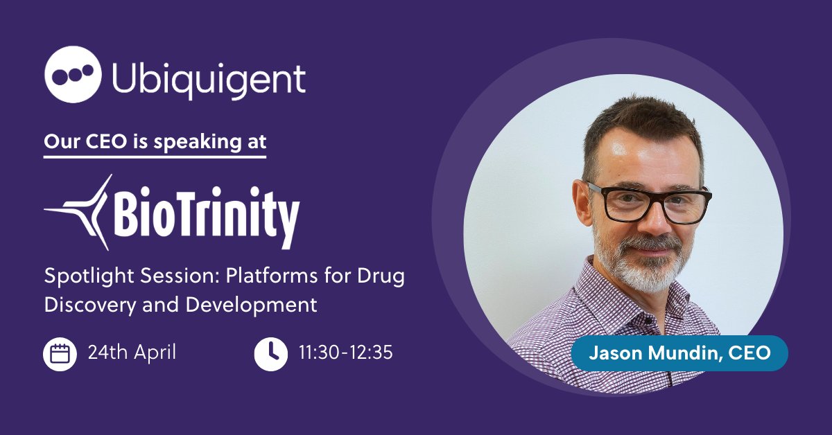 Next week our team are at #BioTrinity, joining R&D companies and investors to explore how we can catalyse growth in the #lifesciences.

Don’t miss Jason’s talk in the Platforms for Drug Discovery and Development spotlight!

Get in touch to learn more:
📧 info@ubiquigent.com