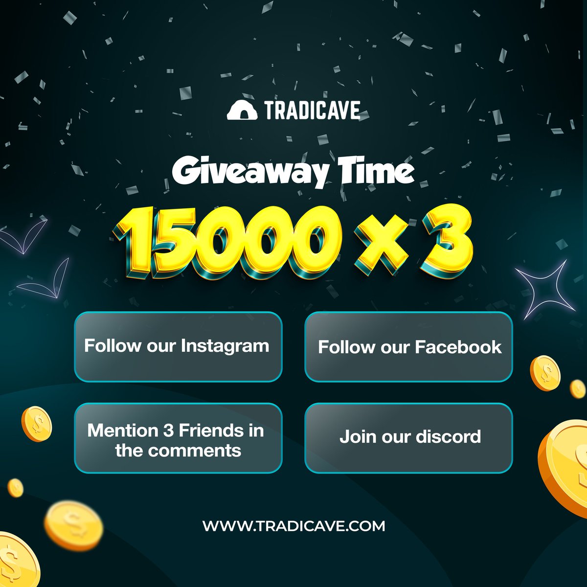 RULES📌 • Follow IG @Tradicave • Follow our Facebook • Share this post & tag us @tradicave on your IG Stories • Tag 3 Friend in the comments • Join our discord channel link in our bio 🏆 WINNERS will be announced on 30th APRIL 🏆