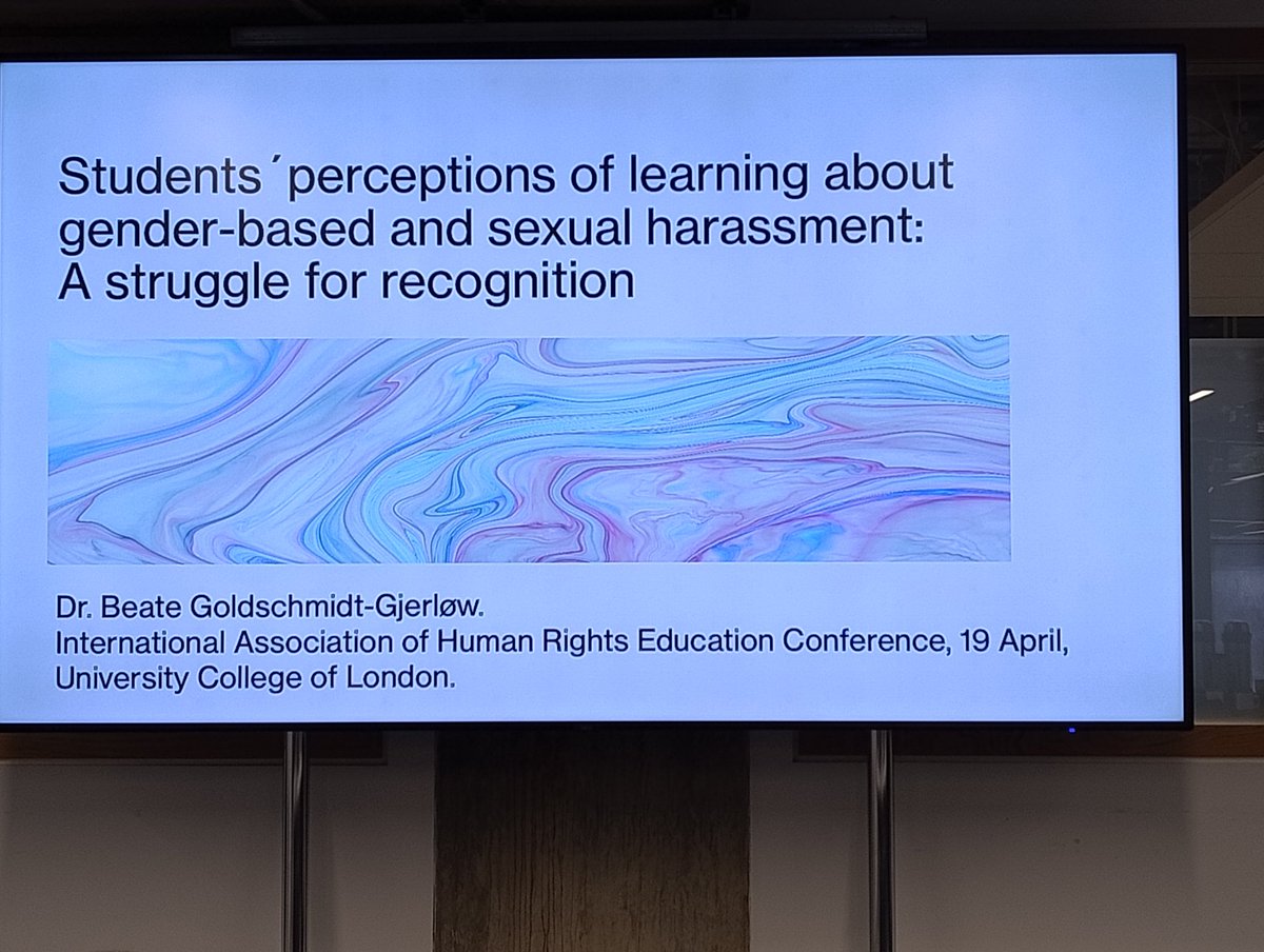 An uncomfortable but extremely important presentation from Dr Beate Goldschmidt. Studies are showing an increase in experience of harassment amongst young people. #IAHRE2024