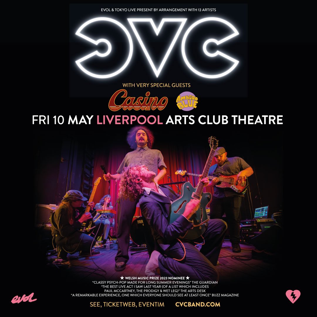 We’re absolutely elated to announce that we’ll be supporting @cvcband_ on Friday 10th May at @artsclubliverpool alongside @casino_band_ Many thanks to all involved.. we’re looking forward to seeing you all there🤩