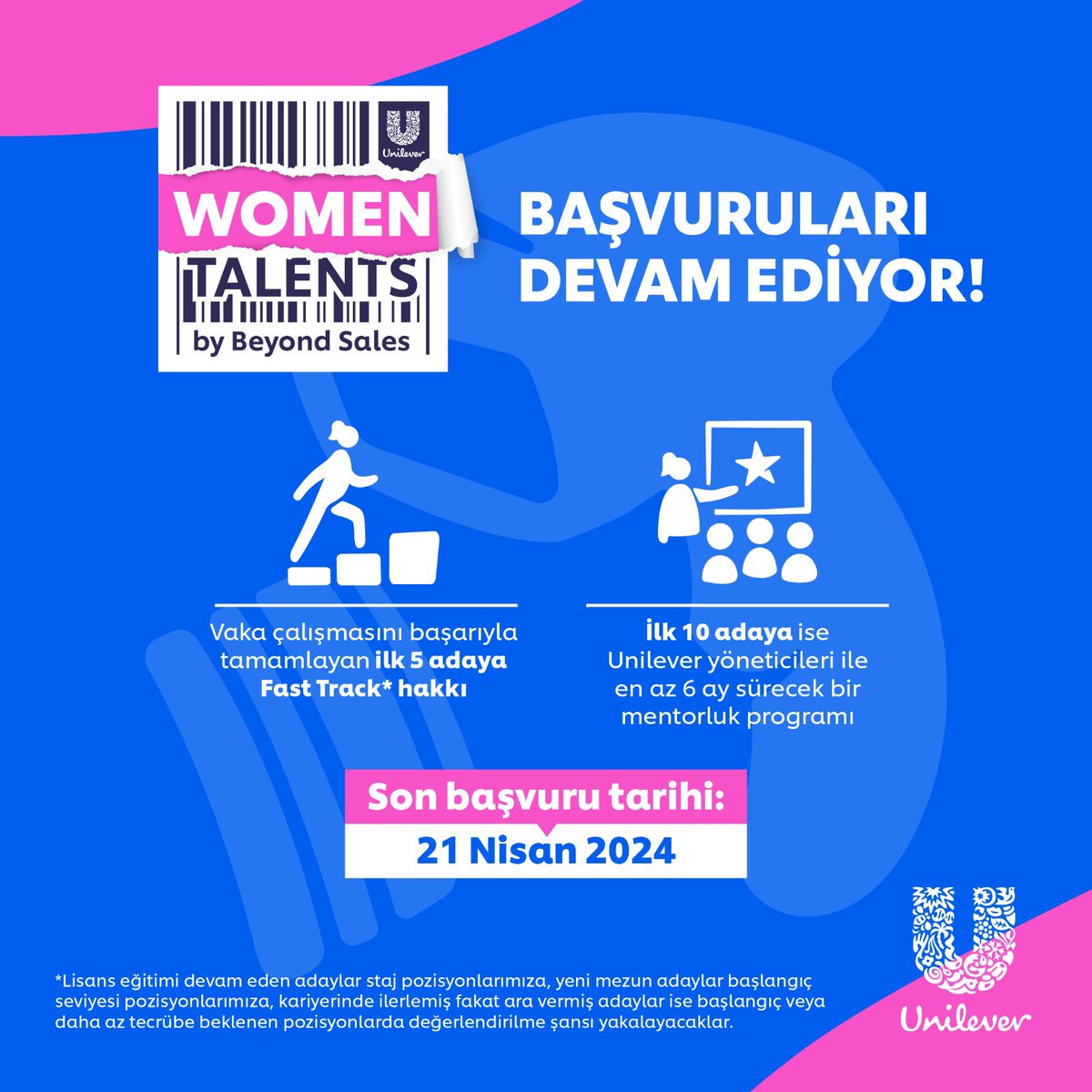 Unilever satış ekibinin rehberliğini bir araya getiren, satış dünyası hakkındaki teorik bilgilerinizi artırırken aynı zamanda pratik edebileceğiniz; Women Talents by Beyond Sales’de yerini almak için hemen başvurunu tamamla! Başvuru için 👇🏻 landmark.unilever.com.tr/womentalents/