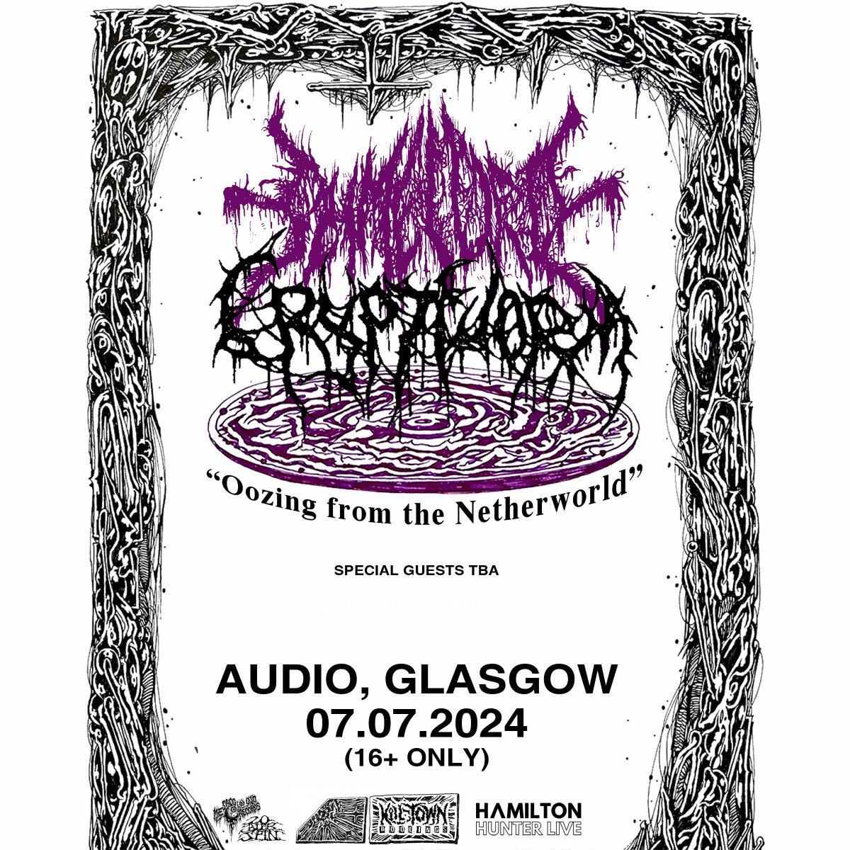 ON SALE NOW 📢 Slimelord & Cryptworm on the 07.07.2024 @ Audio UK death metal bands, Slimelord and Cryptworm team up in this co-headline show hitting Glasgow. Grab Your Tickets here ➡️t-s.co/slim7