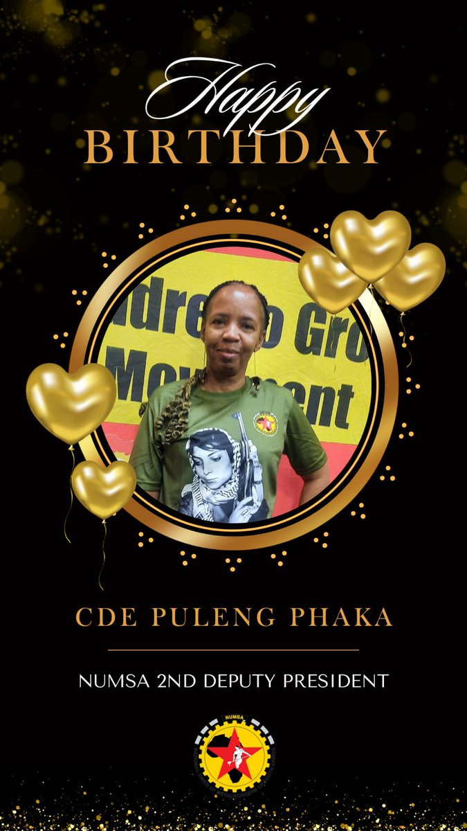 We wish the NUMSA 2nd Deputy President Puleng Phaka a wonderful birthday. May 2024 be a blessed year for her!🥳🎉🎊 #ForTheLoveofTheWorkingClass ❤️🖤💛 @IrvinJimSA