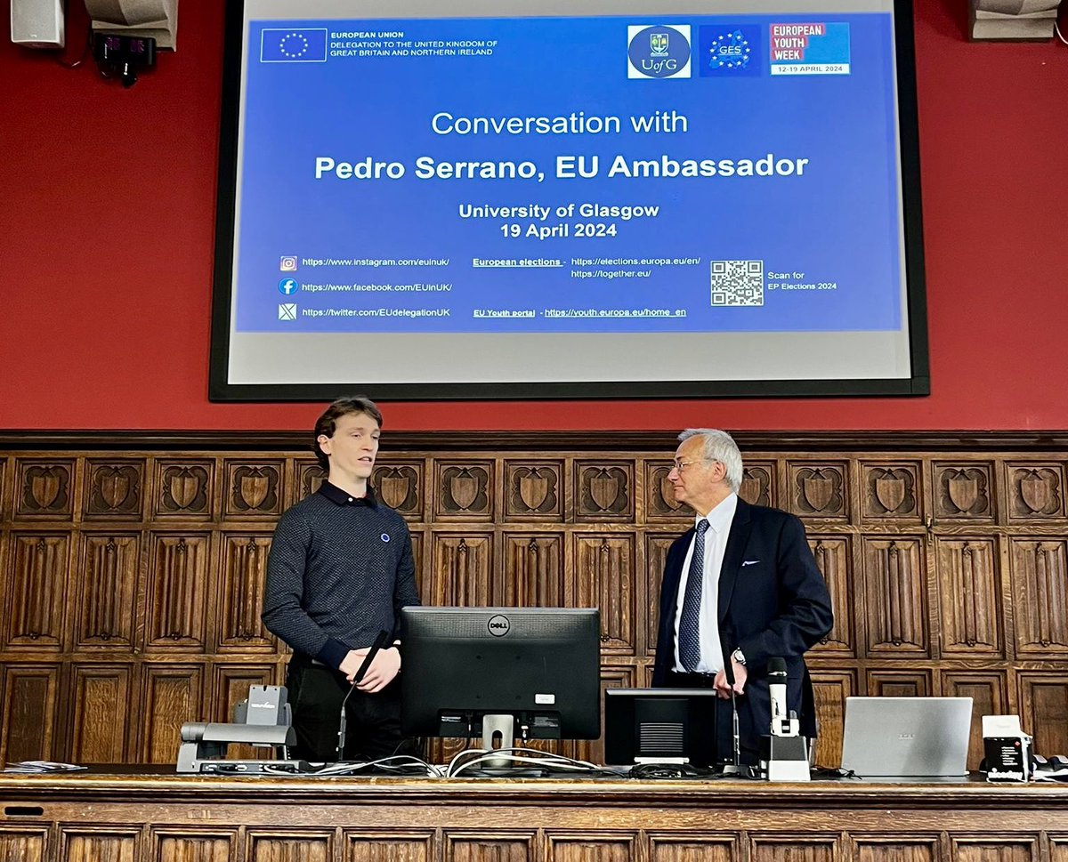 Delighted to discuss EU-UK relations and global foreign policy challenges with @UofGlasgow European Society students during the #EuropeanYouthWeek & hear about their initiatives.