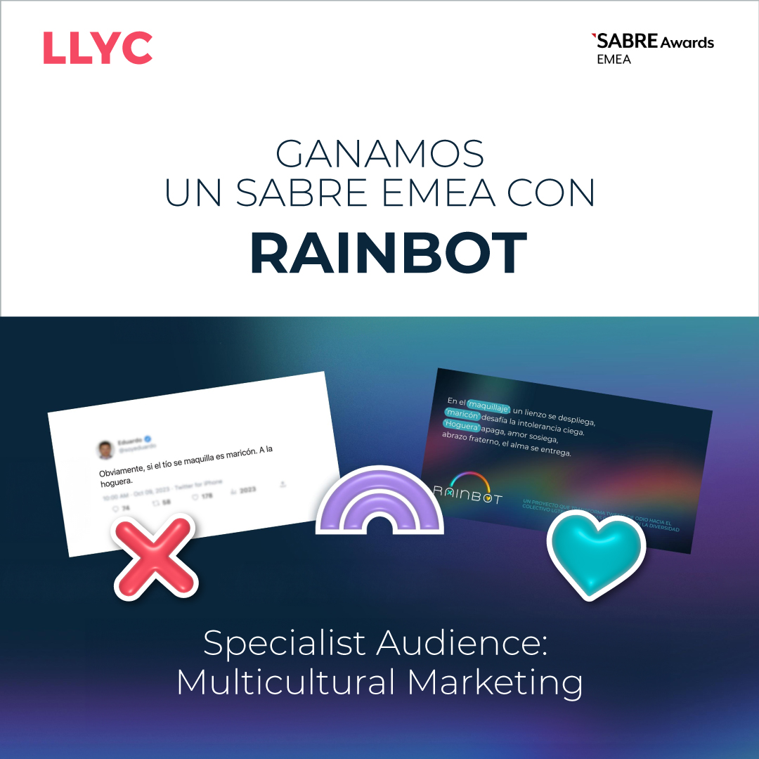 aromerollyc's tweet photo. #Rainbot gana en los EMEA 2024 #SabreAwards! 🥇 ¡Otra gran victoria para esta extraordinaria campaña! En colaboración con Pride Connection México, Rainbot innova convirtiendo retórica negativa en poemas de amor que celebran la diversidad con IA generativa. 🌈💬 https://t.co/Gky6bSUuuU