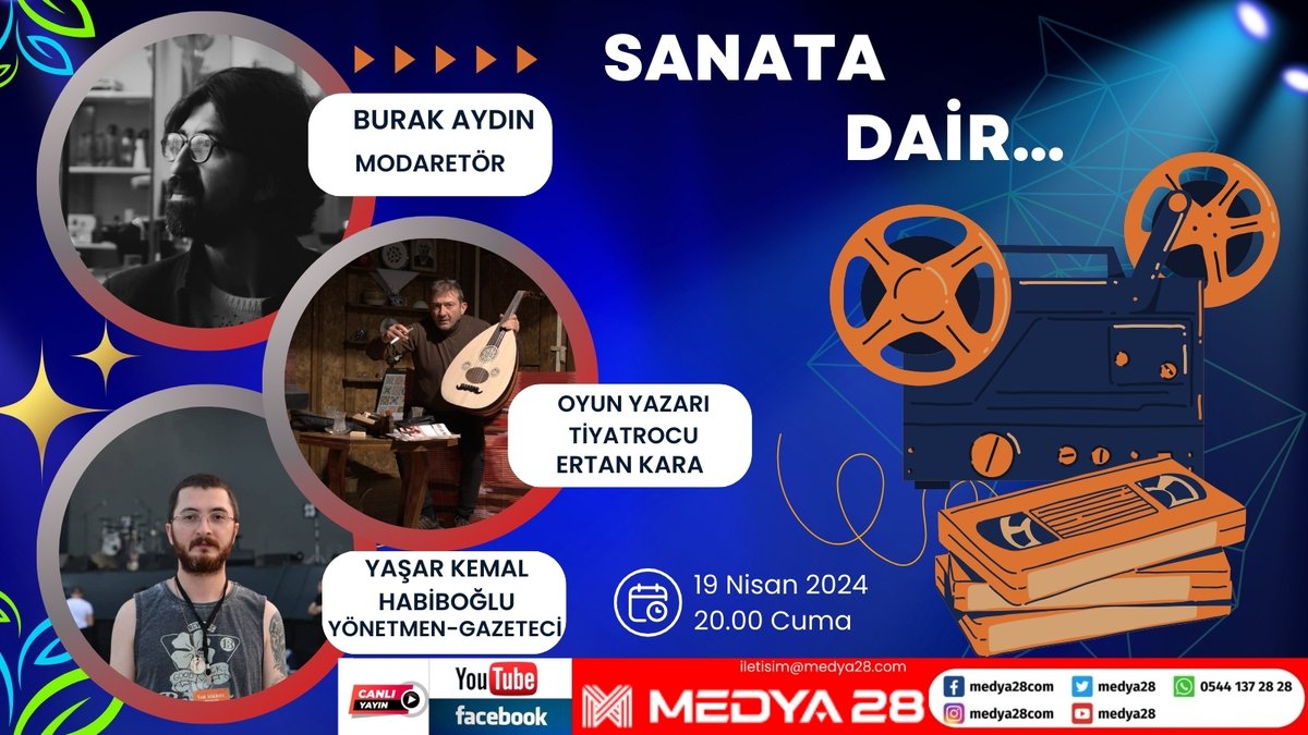 Medya28's tweet photo. Burak Aydın ile ''Sanata Dair''in konukları Ertan Kara ve Yaşar Kemal Habiboğlu https://t.co/auPTcs1USI https://t.co/yfa5GcavNq
