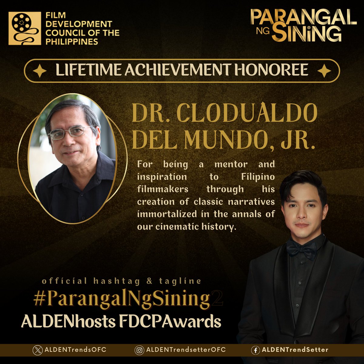 Dr. Clodualdo Del Mundo, Jr., he is known for his screenplays which depicts reality through the themes that he presents. TRULY COMMENDABLE! 🏆 @aldenrichards02 @fdcpofficial #ParangalNgSining #ALDENRichards ALDENhosts FDCPAwards 🌐 | FDCP Parangal Ng Sining 2024