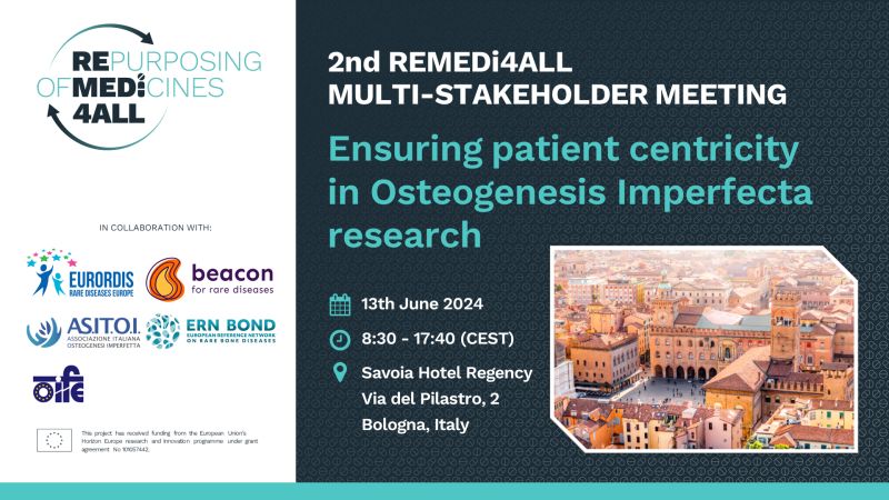 Mark your calendars, the 2nd @REMEDi4ALL Multi-stakeholder Meeting on 'Ensuring patient centricity in #OsteogenesisImperfecta (OI) research'. Open to clinicians, academics, patients, funders & anyone with an interest in OI. ➡️ Find out more here: ecrin.org/agenda/2nd-rem…