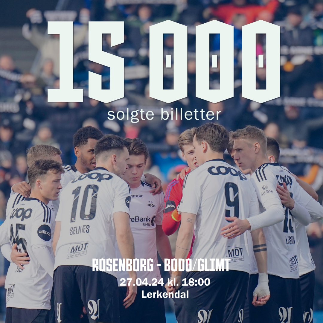 Over 15 000 har billett til neste hjemmekamp på Lerkendal 🖤🤍

Rosenborg - Bodø/Glimt spilles lørdag om åtte dager - kjøp 🎟️ via rbk.no/billett