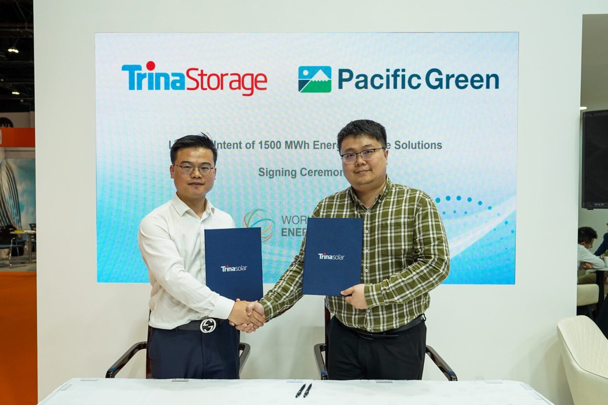 Member’s news – Continent – Energy storage
Congratulations to @TrinaSolarUS for signing the Letter of Intent with @pacificgreen_ for a 1500 MWh Energy Storage System, through @TrinaStorage, its business unit providing energy storage solutions.
afsiasolar.com/trina-storage-…

#solar