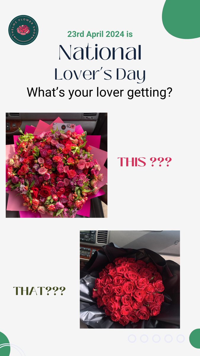 In the spirit of National Lovers Day, tell us why your lover deserves flowers and we’ll be sending the best story half  dozen roses and fillers for your lover. 

#thelmzflowershop #loversday #freshflowers