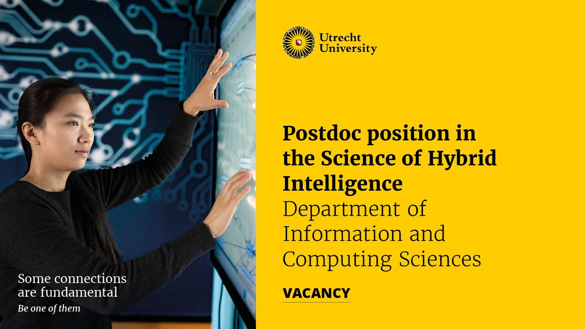 We are looking for an enthusiast postdoctoral researcher to work on an exciting project on the science of Hybrid Intelligence! More info and application here (Deadline May 16th):  uu.nl/en/organisatio…