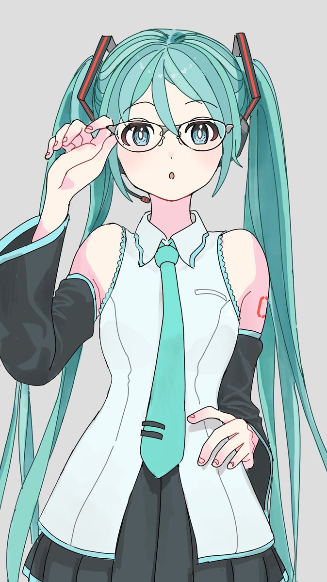 初音ミク「眼鏡ミクさん #初音ミク 」|すこやかツカサのイラスト