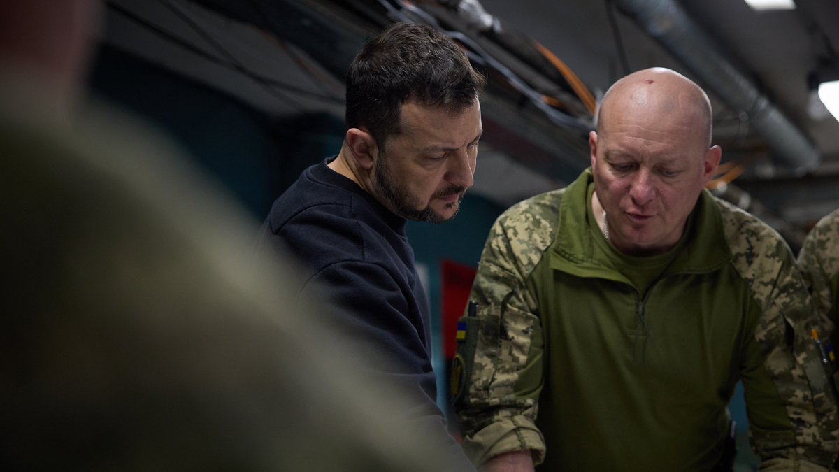 ZelenskyyUa's tweet photo. I visited one of the 41st Mechanized Brigade’s command posts, which is defending Chasiv Yar.

I spoke with the soldiers and received a briefing from the commander on the operational situation in the brigade's area of responsibility as well as the construction of defensive lines. I presented the defenders with awards.

I am pleased to thank and reward our warriors in person. I thank them for fighting for Ukraine, the Ukrainian Donbas, all of our people, and Ukraine's life, which must overcome the ruins brought about by Russia. 

I am proud of our brave warriors.

🇺🇦🇺🇦🇺🇦